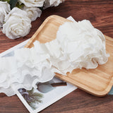 1 Bag 11cm Wide 4-Layer Elastic Pleated Chiffon Lace White Ruffle Trim Gathered Ribbon Edging Trimming Fabric for Wedding Party Dress Cloth Embroidered Applique Embellishment DIY Sewing Crafts