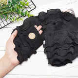 1 Bag 11cm Wide 4-Layer Elastic Ruffle Chiffon Ribbon Black Pleated Lace Edge Trim Gathered Edging Trimming Fabric for Wedding Party Dress Cloth Applique Embellishment DIY Sewing Crafts