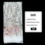 1 Bag 60.24 Inch Width Floral Embroidered Lace Fabric Colorful Flowers Embroidery Lace Trim Fabrics White Mesh Applique for Party Dress Skirt Clothing DIY Sewing Embellishments Crafts