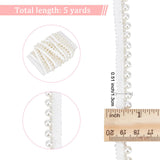 1 Bag 5 Yards Pearl Lace Edge Trim Ribbon Pearl Beaded Edge Fabric Band White Embroidered Applique Edging Trimmings DIY Sewing Craft Wedding Party Bridal Dress Clothes Headwear Accessories
