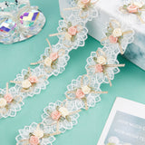 1 Bag 2 Yards 3D Flower Lace Edge Trim Ribbon Embroidery Polyester Edging Trimmings Applique Fabric Vintage Sewing Craft for Wedding Dress Embellishment DIY Dress Decor