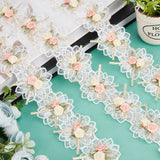 1 Bag 2 Yards 3D Flower Lace Edge Trim Ribbon Embroidery Polyester Edging Trimmings Applique Fabric Vintage Sewing Craft for Wedding Dress Embellishment DIY Dress Decor