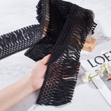 Cotton Lace Ribbon Edge Trimmings, Tassel Ribbon, for Sewing Cloth Craft, Black, 4 inches(100mm), 5yards/roll(4.57m/roll)