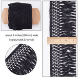 Cotton Lace Ribbon Edge Trimmings, Tassel Ribbon, for Sewing Cloth Craft, Black, 4 inches(100mm), 5yards/roll(4.57m/roll)