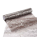 5 Roll Silver Color Musical Note Printed Deco Mesh Ribbons, Tulle Fabric, for Party Home Decoration, Black, 10.82~11.02 inch(27.5~28cm),  5yards/roll