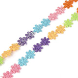 15 Yard Daisy Flower Polyester Lace Trims, Embroidered Applique Sewing Ribbon, for Sewing and Art Craft Decoration, Colorful, 1/2 inch(14mm), 15 yards/roll(13.72m/roll)