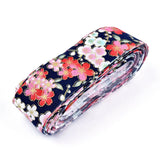 1 Roll Japanese Kimono Style Floral Cotton Ribbon, Single Printed, for DIY Hair Bow, Headwear, Handmade Trim, Prussian Blue, 1-1/2 inch(40mm), about 10yards/roll(9.14m/roll)