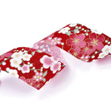 1 Roll Japanese Kimono Style Floral Cotton Ribbon, Single Printed, for DIY Hair Bow, Headwear, Handmade Trim, Red, 1-1/2 inch(40mm), about 10yards/roll(9.14m/roll)