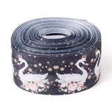 2 Roll Swan Pattern Printed Grosgrain Ribbon, for DIY Craft Hair Bow Gift Packing Festival Wedding Party Birthday Decoration, Black, 1-1/2 inch(38mm), 10 yards/roll(9.14m/roll)