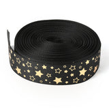 2 Roll Laser Polyester Grosgrain Ribbon, Single Face Printed, for Bows Gift Wrapping, Festival Party Decoration, Star Pattern, 7/8 inch(22mm), 10 yards/roll(9.14m/roll)