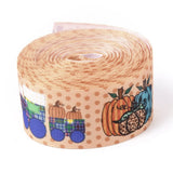 2 Roll Autumn Theme Polyester Grosgrain Ribbon, Single Face Printed Pattern, for DIY Handmade Craft, Festival Party, Gift Decoration , Pumpkin Pattern, 1-1/2 inch(38mm), 10 yards/roll(9.14m/roll)