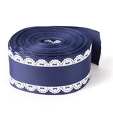 2 Roll Polyester Printed Grosgrain Ribbon, Single Face Lace Pattern, for DIY Handmade Craft, Gift Decoration , Dark Slate Blue, 1-1/2 inch(38mm), 10 yards/roll(9.14m/roll)