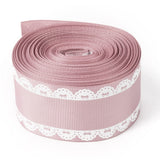 2 Roll Polyester Printed Grosgrain Ribbon, Single Face Lace Pattern, for DIY Handmade Craft, Gift Decoration , Rosy Brown, 1-1/2 inch(38mm), 10 yards/roll(9.14m/roll)