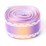 2 Roll Polyester Printed Grosgrain Ribbon, Single Face Lace Pattern, for DIY Handmade Craft, Gift Decoration , Dark Orchid, 1-1/2 inch(38mm), 10 yards/roll(9.14m/roll)