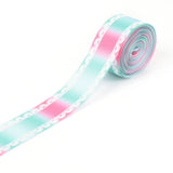 2 Roll Polyester Printed Grosgrain Ribbon, Single Face Lace Pattern, for DIY Handmade Craft, Gift Decoration , Aquamarine, 1-1/2 inch(38mm), 10 yards/roll(9.14m/roll)