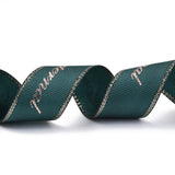 2 Roll Polyester Grosgrain Ribbon, Edge Golden Hot Stamping, Word Pattern, for Crafts Gift Wrapping, DIY Bows Bouquet Decoration, Dark Green, 1 inch(25mm), about 25yards/roll(22.86m/roll)