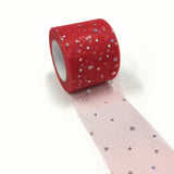 5 Roll Glitter Sequin Deco Mesh Ribbons, Tulle Fabric, Tulle Roll Spool Fabric For Skirt Making, Dark Red, 2 inch(5cm), about 25yards/roll(22.86m/roll)