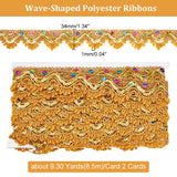 2 Cards Wave-Shaped Polyester Ribbons