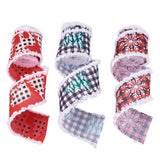 3 Rolls 3 Style Polyester Ribbons, Garment Accessories, Tartan Pattern, Christmas Theme, Mixed Color, 2-1/2 inch(65mm), 5 yards/roll, 1roll/style