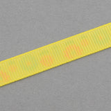 1 Roll Single Face Flower Printed Polyester Grosgrain Ribbon, Yellow, 3/8 inch(9mm), about 100yards/roll(91.44m/roll)