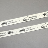 5 Roll Cartoon Printed Cotton Ribbon, Black, 5/8 inch(15mm), about 20yards/roll(18.28m/roll)