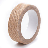 1 Bag Burlap Ribbon, Hessian Ribbon, Jute Ribbon, with Cotton Ribbons, for Jewelry Making, Word Pattern, Tan, 1-1/8 inch(27~28mm), about 2.187yards/roll(2m/roll), 24rolls/bag