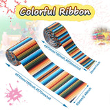 2 Rolls 2 Styles Stripe Pattern Printed Polyester Grosgrain Ribbon