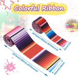 2 Rolls 2 Styles Stripe Pattern Printed Polyester Grosgrain Ribbon