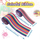 2 Rolls 2 Style Stripe Pattern Printed Polyester Grosgrain Ribbon