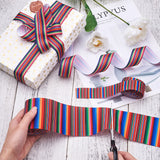 2 Rolls 2 Style Stripe Pattern Printed Polyester Grosgrain Ribbon