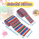 2 Rolls 2 Style Stripe Pattern Printed Polyester Grosgrain Ribbon