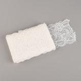 1 Bag Polyamide Yarns Stretch Elastic Lace Trim, Floral Pattern Lace Ribbon, White, 3-3/8 inch(85mm), 5yard/bag