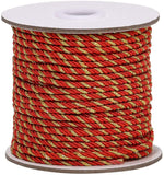 3mm / 35 Yards Metallic Twisted Cord Rope 3-Ply Polyester Twine Cord Two-Color Shiny Cord String Thread for Home D?¡ì|cor, Upholstery, Curtain Tieback, Honor Cord (Red)