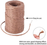 54 Yards Camel Floral Bind Wire Wrap Twine 2mm Handmade Iron Wire Paper Rattan Portable Binding Wire Paper Twine for Flower Bouquets Gardening Paper Wrapped Wire Winded DIY Project
