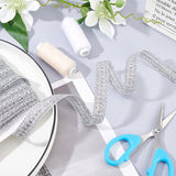 1 Card 20 Yards Trish Sequin Metallic Braid Trim Silver Sequins Lace Ribbon (17mm) Decorated Gimp Trim for Christmas Holiday Decoration Wedding DIY Clothes Accessories Jewelry Crafts Sewing