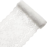5 Yards 7 Inch Wide Elastic Lace White Cotton Floral Pattern Trim Fabric Sewing for Scalloped Edge Decorations for Dress Tablecloth Hair Band Wedding Festival Event Decorations