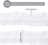 11Yard/10m White Fabric Lace Trim Stretch Elastic Double Ruffle Lace Ribbon 1 inches/28mm Wide for Sewing, Dress Decoration and Gift Wrapping