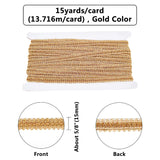 1 Card Metallic Centipede Braid Lace Trimming, Craft Ribbon for Bridal, Costume, Jewelry, Crafts and Sewing, Gold, 5/8 inch(15mm)x1.5mm, about 15yards/card(13.716m/card)