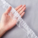 20 Yards/23m 2-Layer White Pleated Organza Lace Ribbon Gathered Mesh Chiffon Fabric Lace Applique Tulle Trimming for Craft Sewing Dress DIY Handmade Decoration