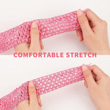 5.5 Yards 1.7 Wide Elastic Crochet Headband Ribbon Crochet Stretch Trim Fabric for Hair Accessories Tube Top, Pink