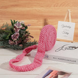 5.5 Yards 1.7 Wide Elastic Crochet Headband Ribbon Crochet Stretch Trim Fabric for Hair Accessories Tube Top, Pink