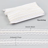 10 Yards Lace Fabric Pearl Ribbon, 3/4 Inches Wide Pearl Lace Polyester Ribbon, Faux Pearl Lace Edge Trim, Applique Pearl Fringe for Sewing, Bridal Wedding, Home Decors- White