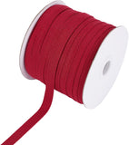 80 Yards(73.15m)/Roll Cotton Tape Ribbons, Herringbone Cotton Webbings, 10mm Wide Flat Cotton Herringbone Cords for Knit Sewing DIY Crafts, Dark Red