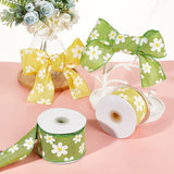 2 Rolls Single Face Polyester Ribbon, 2-3/8 X 10 Yds Flower Patterns Printed Ribbons, Wired Edge Ribbons for Wrapping ,Hair Bows, Packaging, Party, Patrick's Day Decoration ( Mixed Color )