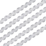 25 Yard Metallic Scroll Braid Trim Embellishment, 3/8inch Wide Silver Polyester Ribbon with Wave Pattern for Garment Accessories, Costume or Jewelry, Crafts and Sewing