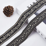 11 Yard Black Vintage Jacquard Ribbon Ethnic Style Floral Woven Trim 1 inch Jacquard Gold Vine on Ribbon Trim for DIY Sewing Crafting Home Decor, Gift Wrapping hat Bands