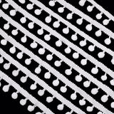 1 Bundle 22 Yards Pom Poms Balls Fringe Trim, 24mm Trim Fringe White Sewing Ribbon Crafts Pompoms Tassel Lace for Sewing Pillow Clothing DIY Crafts Party Home Decoration, 8mm Balls