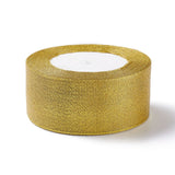 1 Roll Nylon Organza Ribbon, with Gold Foil, For Jewelry Making, White, 1inch(26mm), 200yards/roll(182.88m/roll)
