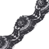 5 Bag Nylon Lace Trim, for Jewelry Making, Flat with Flower Pattern, Black, 1-3/4 inch(44mm), about 5.47 Yards(5m)/Bag