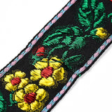 10 m Ethnic Style Embroidery Cotton Ribbon, Flat with Flower Pattern, for Garment Accessories, Dark Green, 1-1/8 inch(30mm)